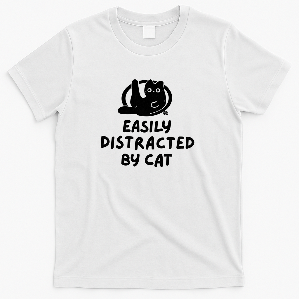 Easily Distracted By Cat - White