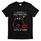 Easily Distracted By Cats And Yarn Kitten Lover Crochet T-Shirt