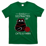 Easily Distracted By Cats And Yarn Kitten Lover Crochet T-Shirt