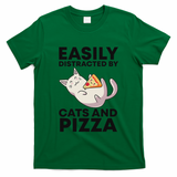 Easily Distracted By Cats And Pizza Kawaii Cat Lovers Gift T-Shirt