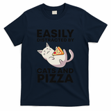 Easily Distracted By Cats And Pizza Kawaii Cat Lovers Gift T-Shirt