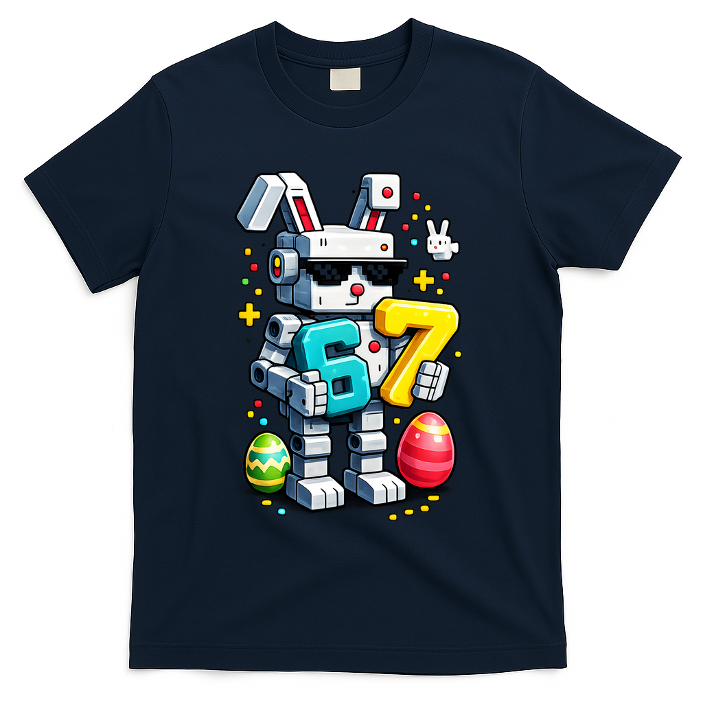 Easter Day Bunny Egg 6-7 Meme Gamer T-Shirt - Navy