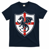 England Dragon Crest Shield Red Cross Emblem T-Shirt - Navy Blue