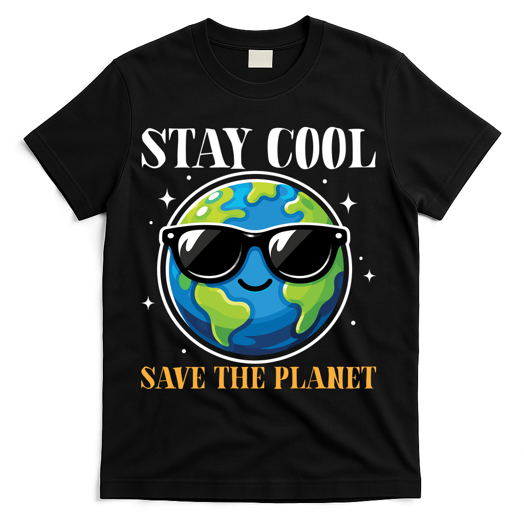 Earth Day Stay Cool Save The Planet T-Shirt - Black