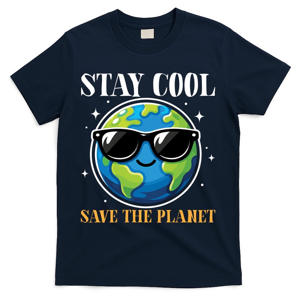 Earth Day Stay Cool Save The Planet T-Shirt - Navy