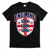 England English Flag Crest Soccer Fan T-Shirt - Black