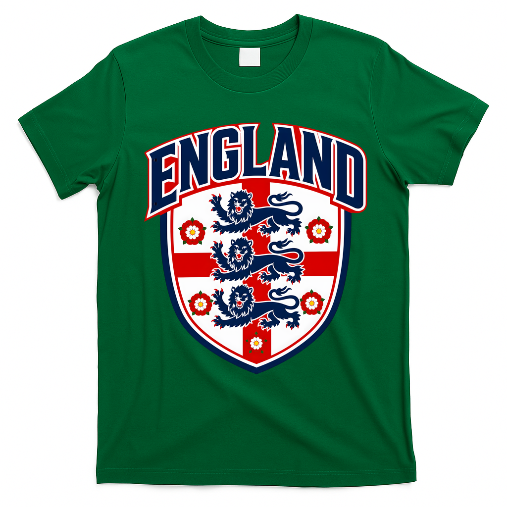 England English Flag Crest Soccer Fan T-Shirt - Irish Green