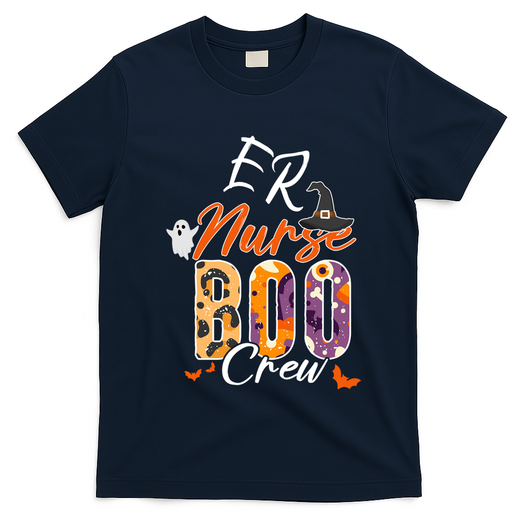 Er Emergency Nurse Boo Crew Funny Medical Squad Gift T-Shirt - Navy Blue