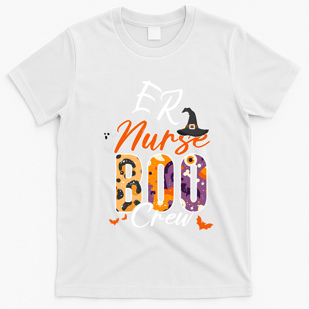 Er Emergency Nurse Boo Crew Funny Medical Squad Gift T-Shirt - White