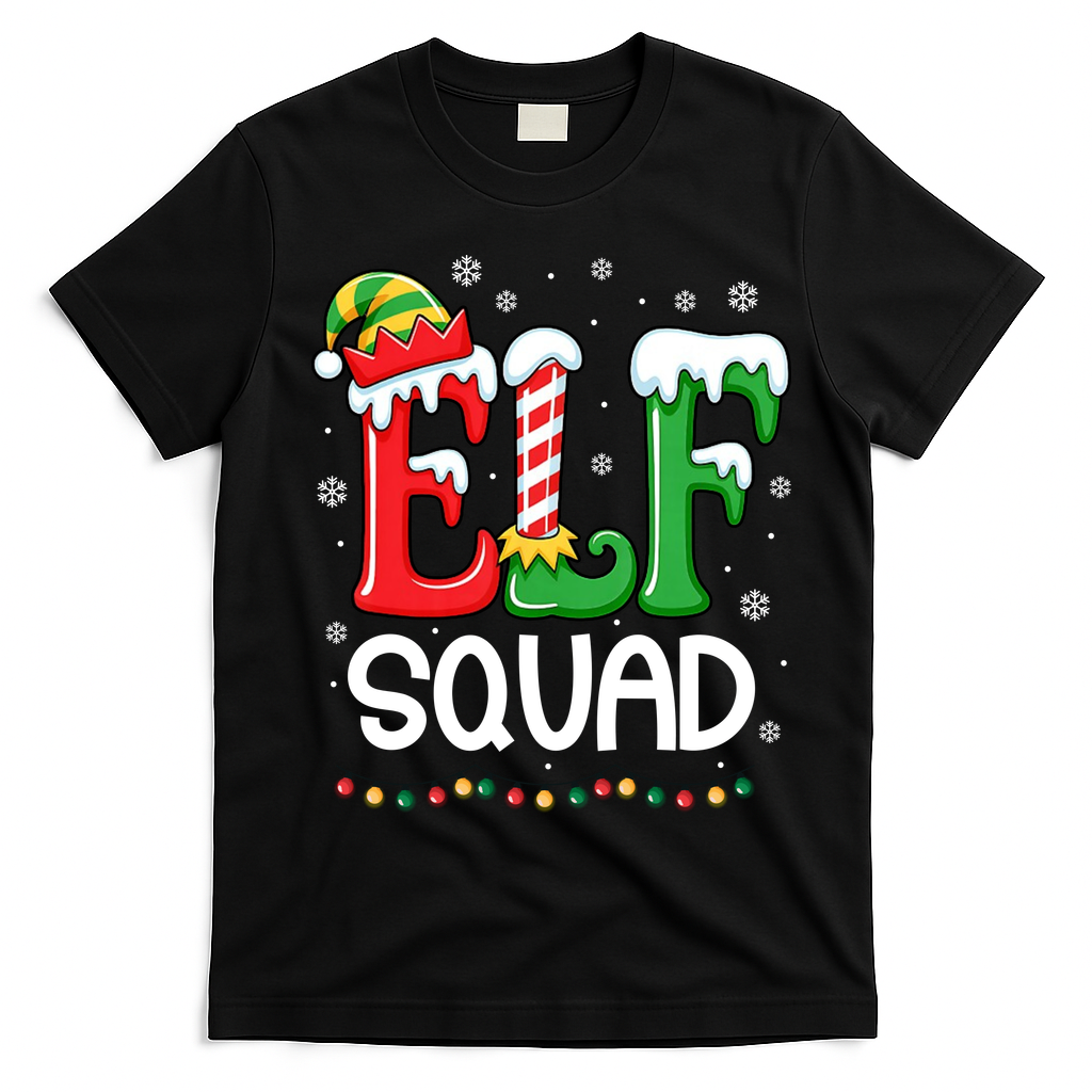 Elf Family Christmas Matching Xmas Elf Squad T-Shirt - Black