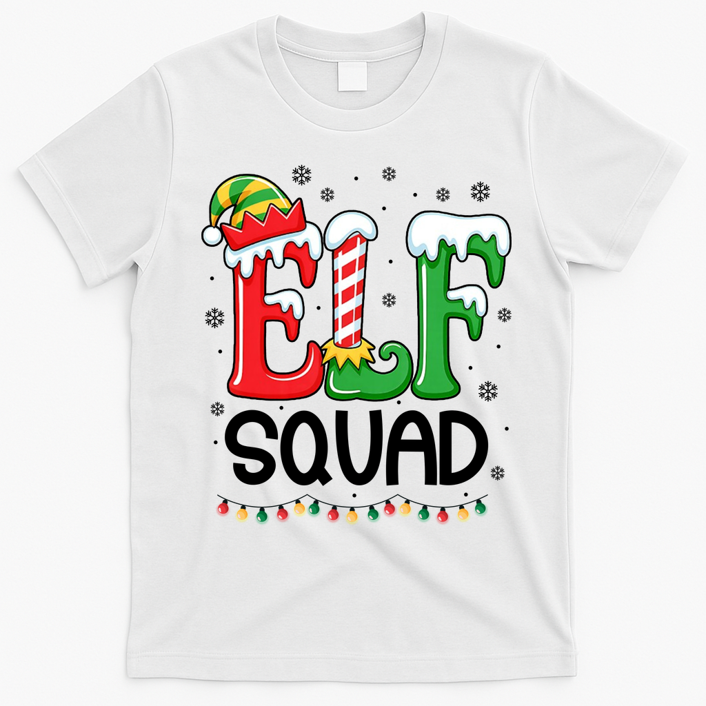 Elf Family Christmas Matching Xmas Elf Squad T-Shirt - White