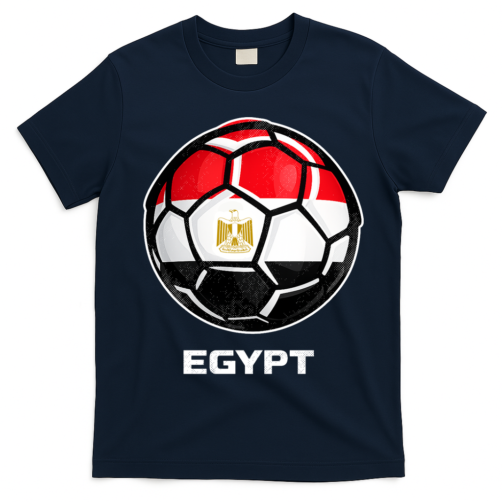 Egypt Flag Soccer Ball Vintage T-Shirt - Navy Blue