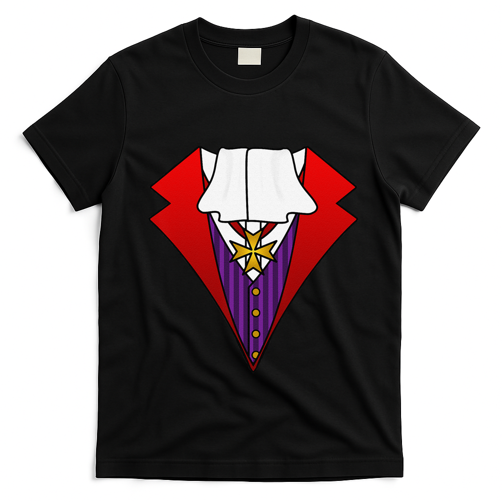 Easy Halloween Costumes Dracula Tuxedo Vampire Costume T-Shirt - Black