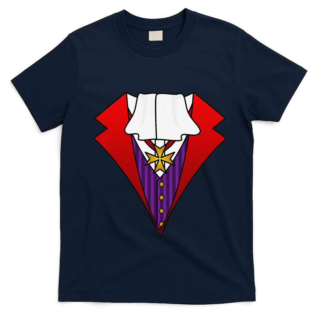 Easy Halloween Costumes Dracula Tuxedo Vampire Costume T-Shirt - Navy Blue