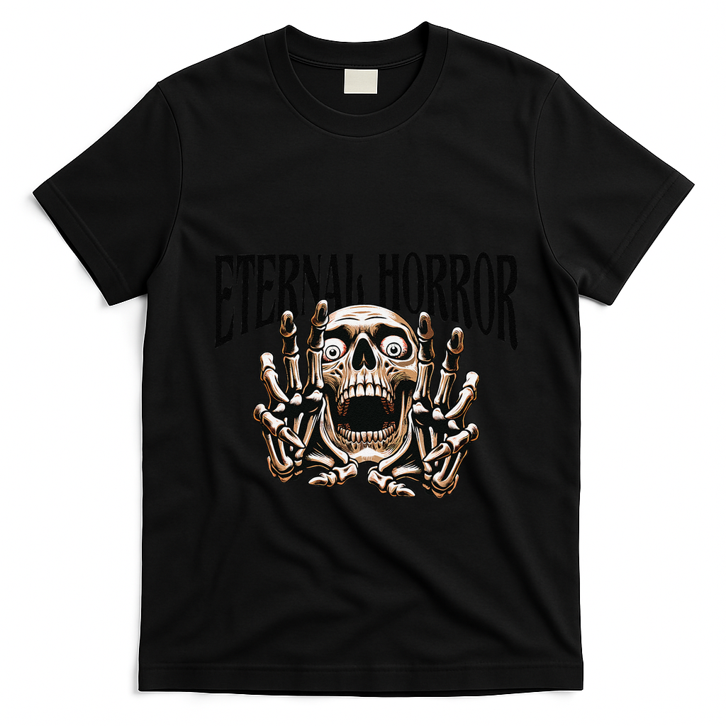 Eternal Horror Creepy Skeleton Screaming Dark Horror Spooky T-Shirt - Black