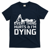 Everything Hurts & Im Dying Workout Funny Skeleton T-Shirt - Navy Blue