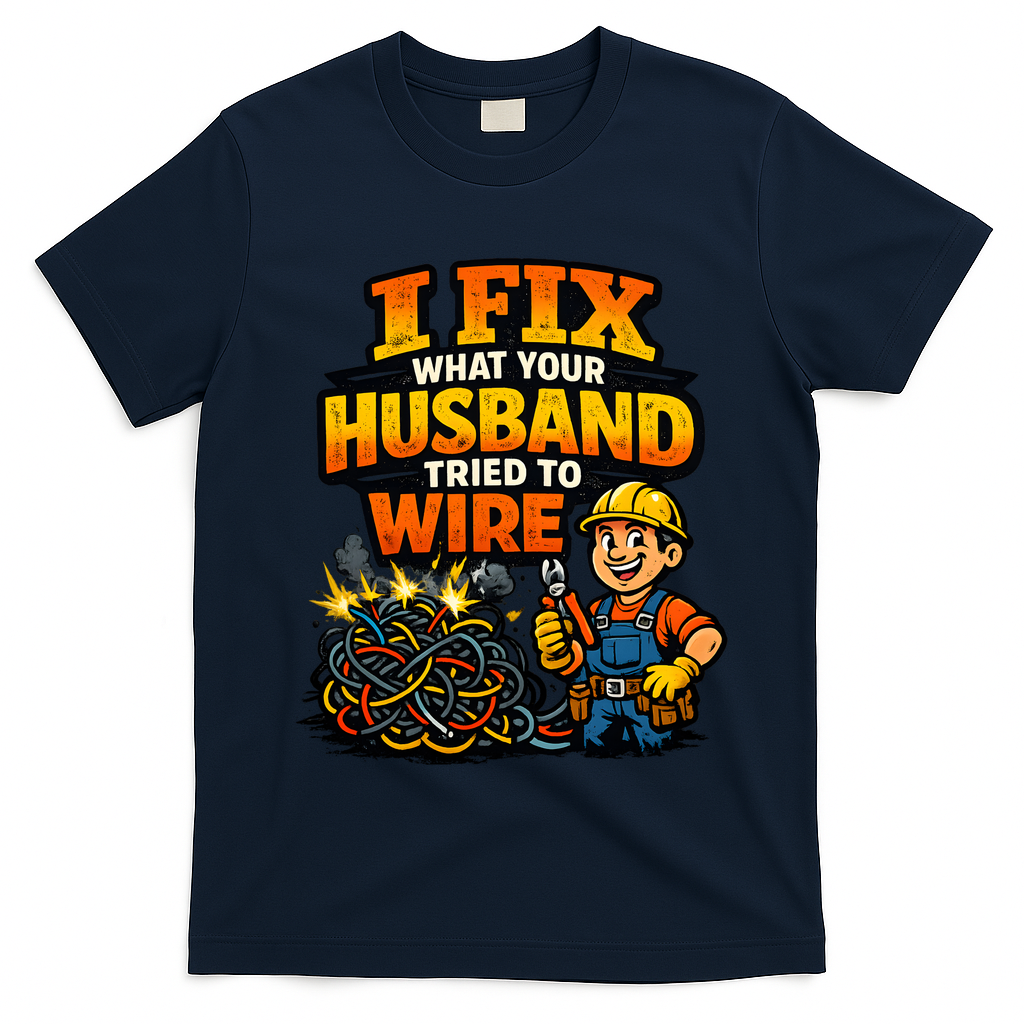 Electrician Humor I Fix What Your Husband Tried To Wire T-Shirt