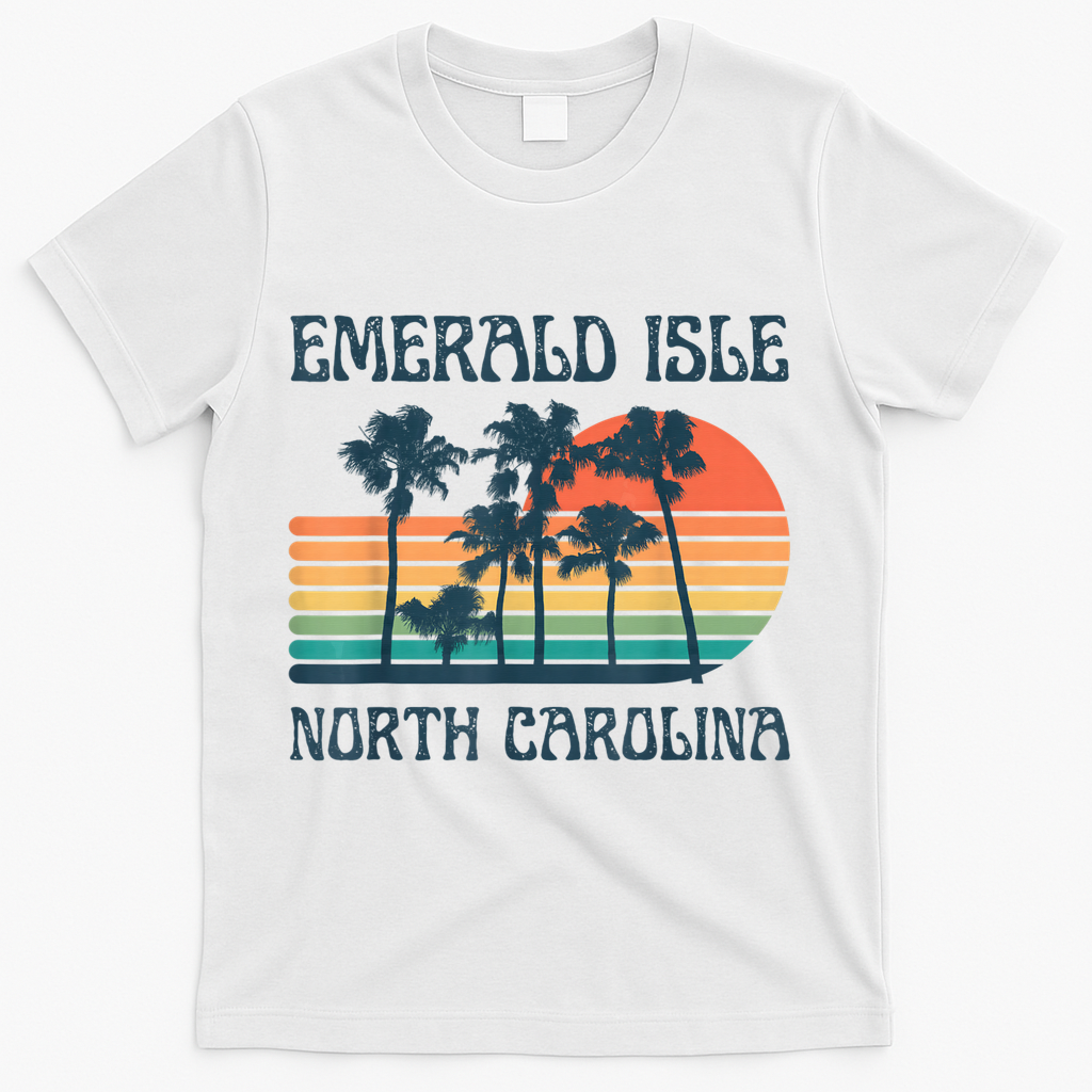 Emerald Isle North Carolina Beach Summer Vacation Vintage T-Shirt - White