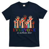 Everyone Is Welcome Here Idaho Teacher Support Lgbt Heart T-Shirt - Navy