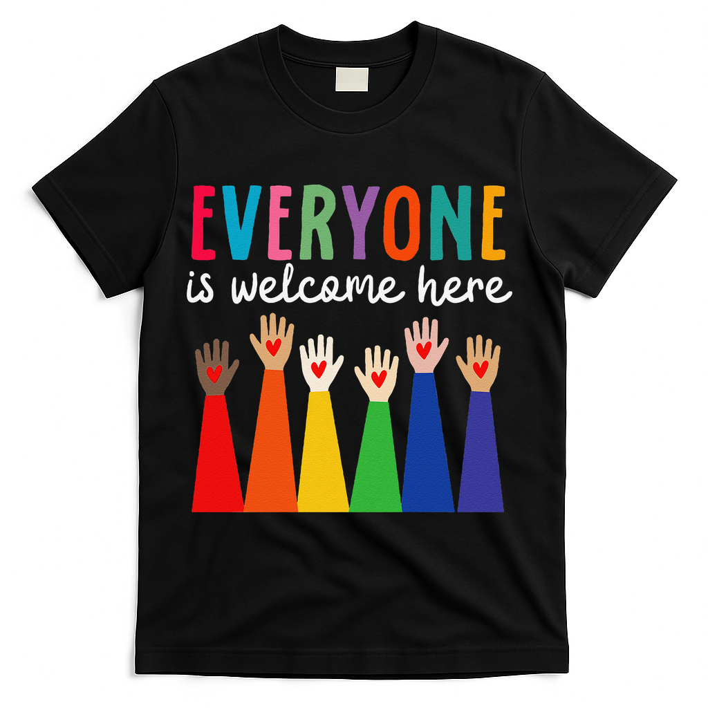 Everyone Is Welcome Here Idaho Teacher T-Shirt - Black