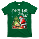 Every Knee Shall Bow Santa Christmas Nativity Scene Xmas T-Shirt - Irish Green