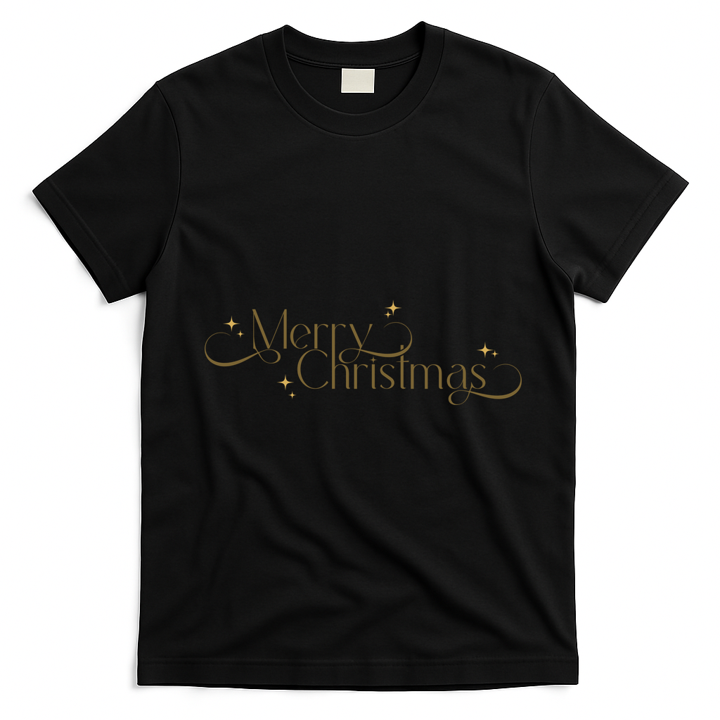 Elegant Merry Christmas T-Shirt - Black