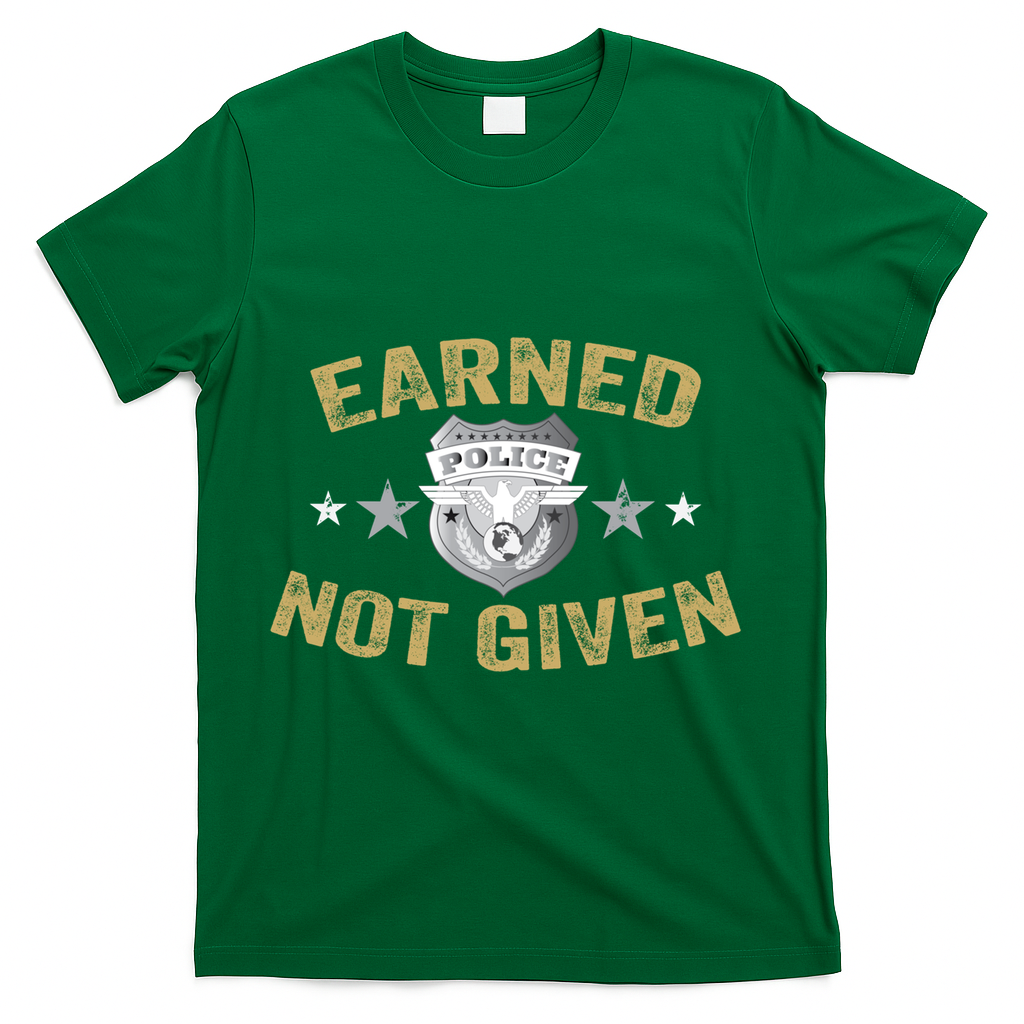 Earned Not Given Police Academy Graduation Police Officer Gift T-Shirt - Green