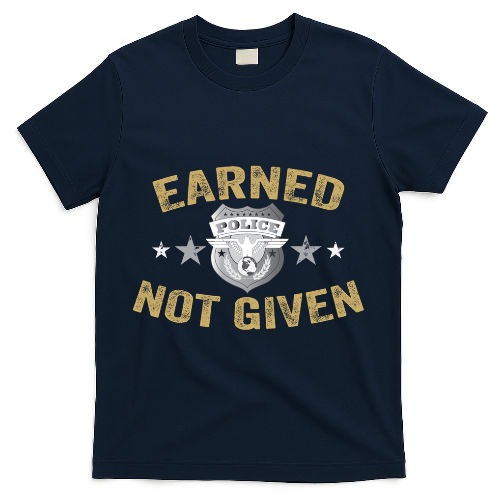 Earned Not Given Police Academy Graduation Police Officer Gift T-Shirt - Navy