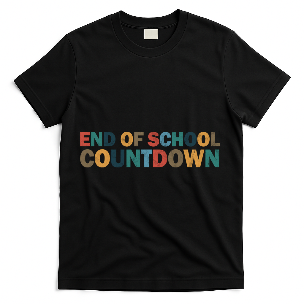 End Of School Countdown Summer Vibe T-Shirt - Black