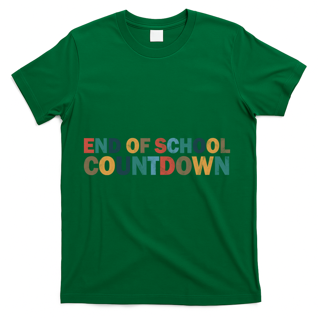 End Of School Countdown Summer Vibe T-Shirt - Green