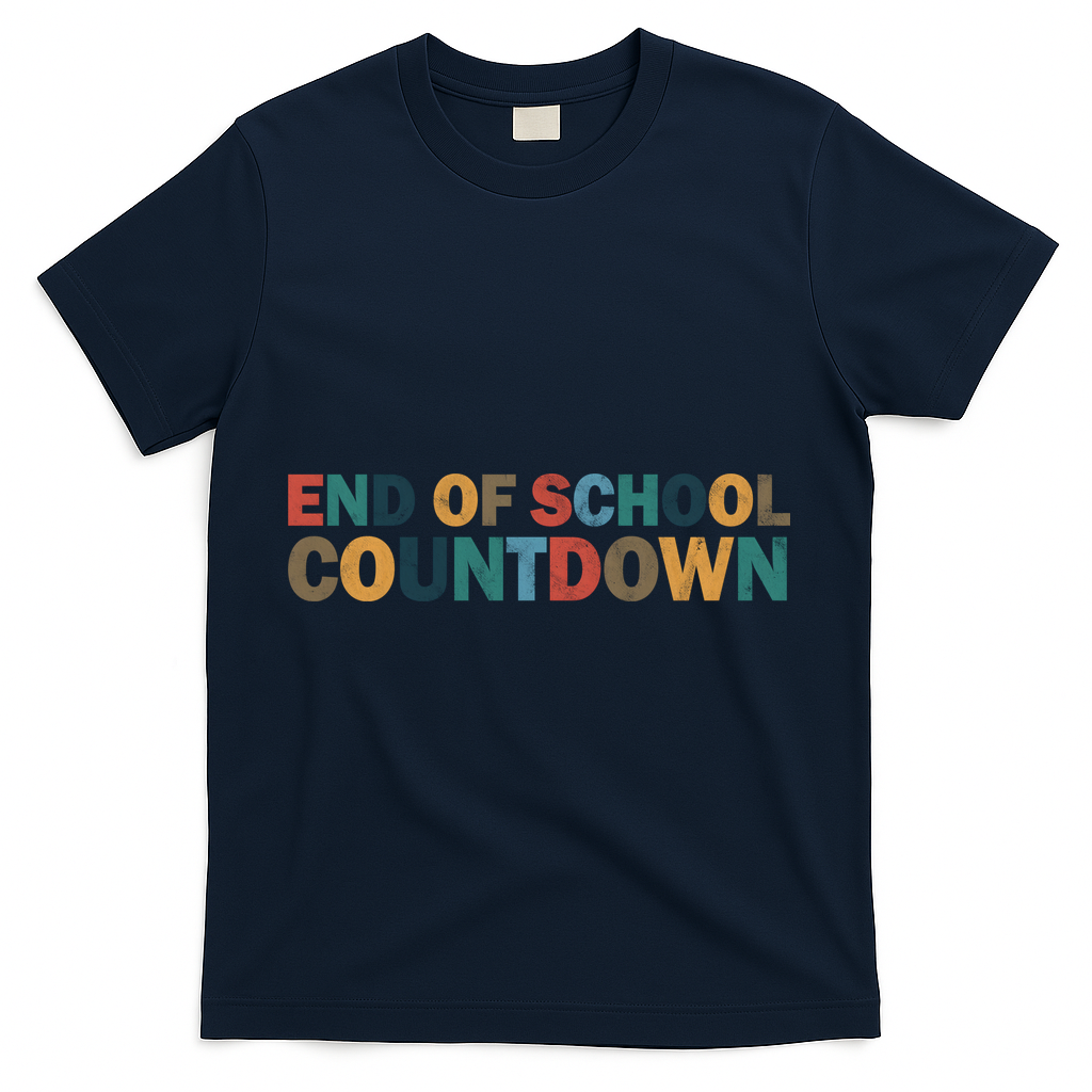 End Of School Countdown Summer Vibe T-Shirt - Navy