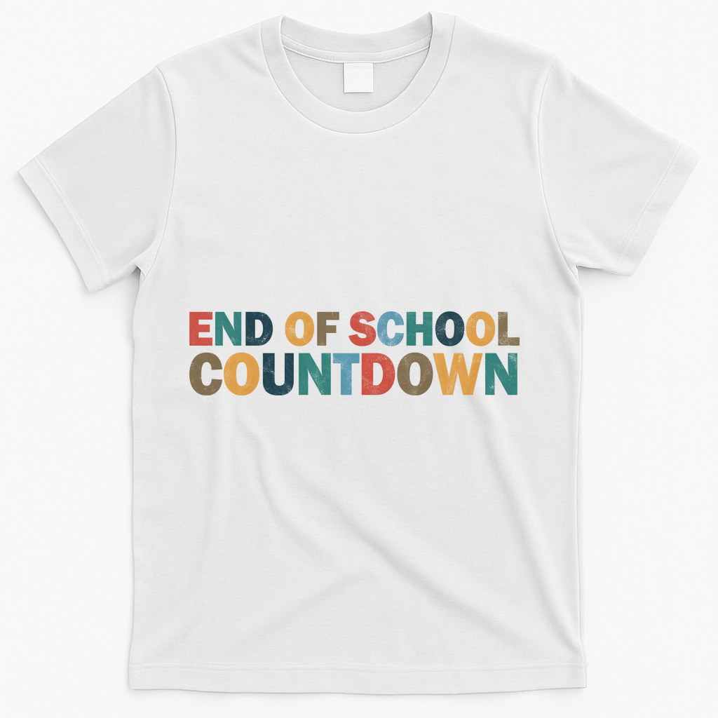 End Of School Countdown Summer Vibe T-Shirt - White