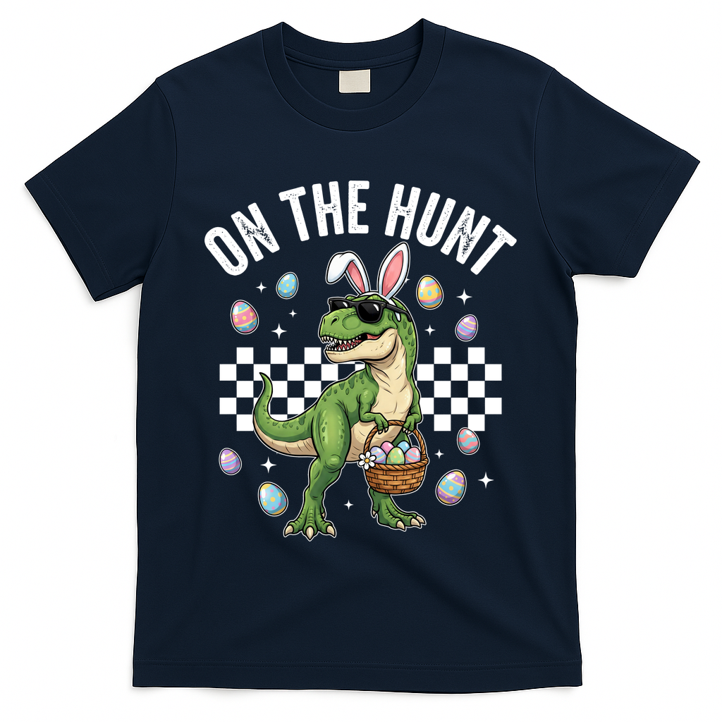 Easter On The Hunt Bunny Ears T-Rex Dinosaur  T-Shirt