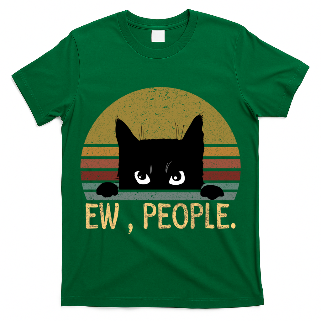 Ew People Black Cat Vintage Retro ·Funny Cat T-Shirt