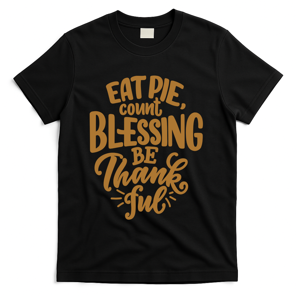 Eat Pie Count Blessing Be Thankful Thanksgiving Holiday T-Shirt - Black