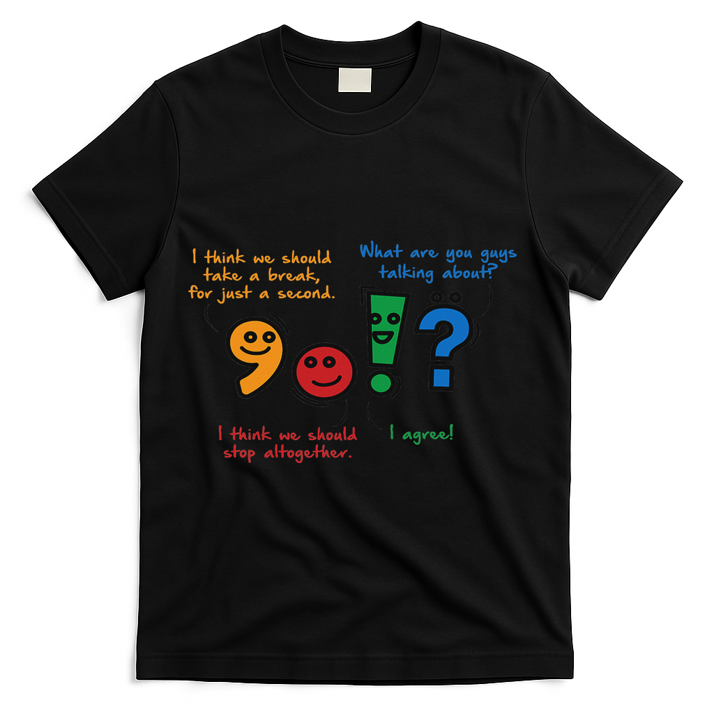 English Punctuation Funny T-Shirt - Black