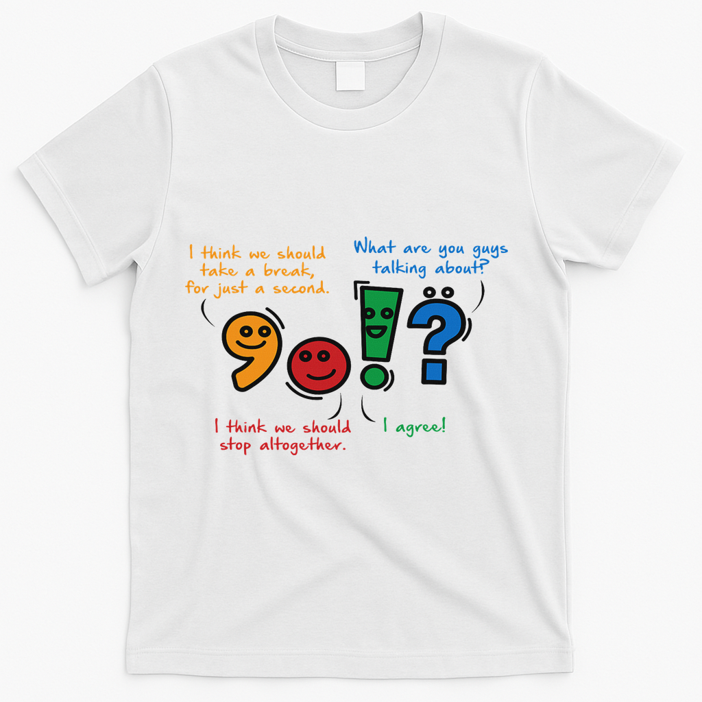 English Punctuation Funny T-Shirt - White