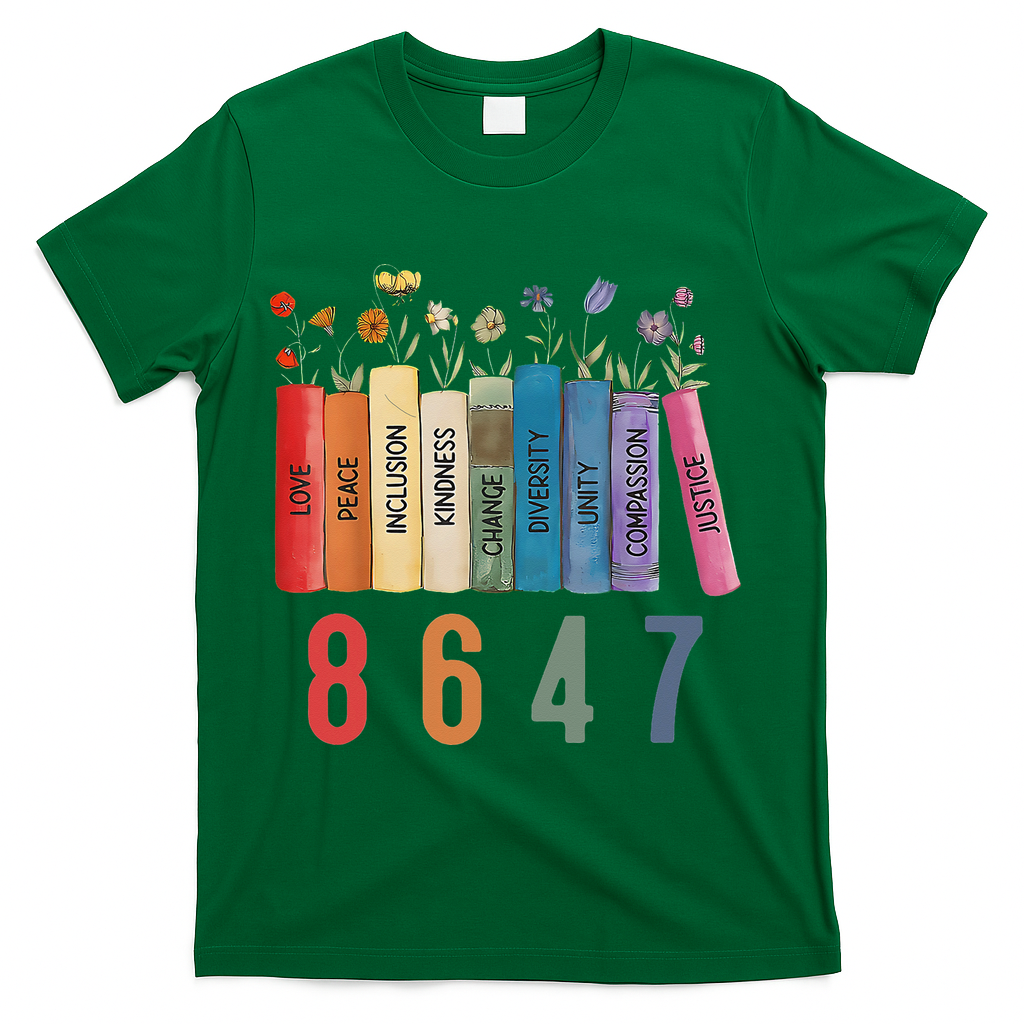 Equal Rights Book Flower 8647 Trump Feminist Women Rights Gift T-Shirt - Green