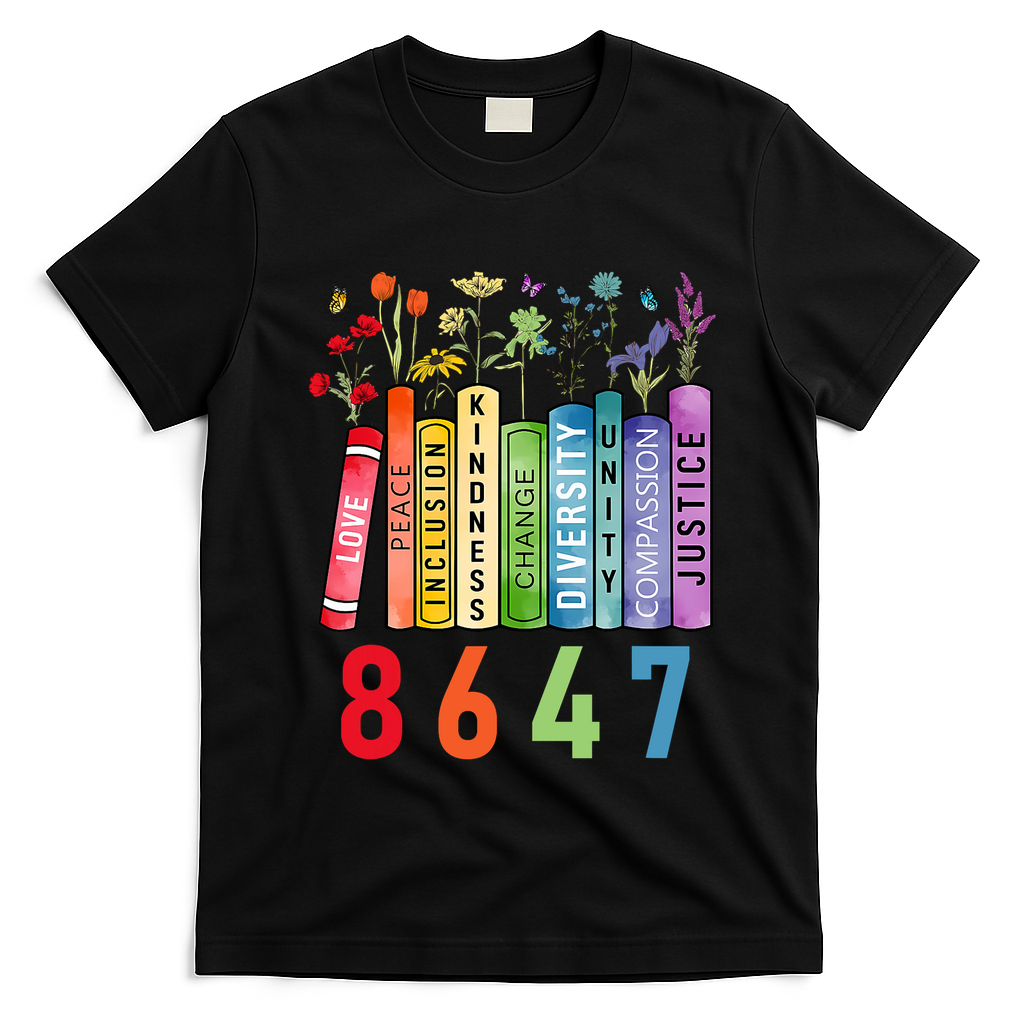 Equal Rights Book Flower Anti Trump Feminist Women Rights T-Shirt - Black