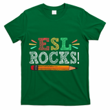 Esl Rocks Teacher Students Funny Back To School T-Shirt - Green