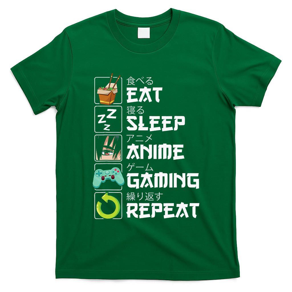 Eat Sleep Anime Gaming Repeat Kawaii Otaku Anime Manga T-Shirt