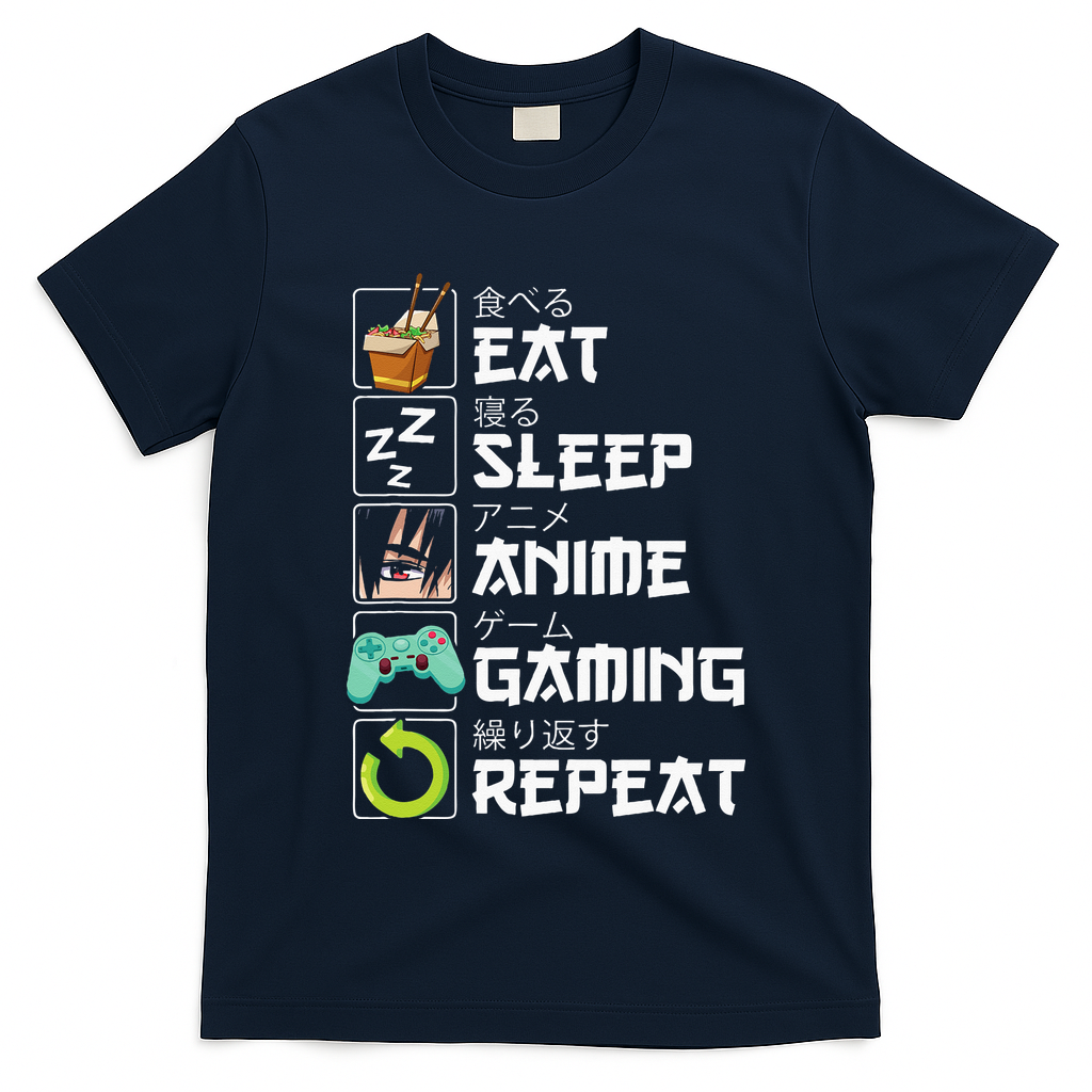 Eat Sleep Anime Gaming Repeat Kawaii Otaku Anime Manga T-Shirt