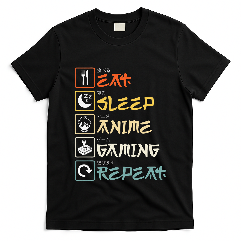 Eat Sleep Anime Gaming Repeat Gamer Gift T-Shirt