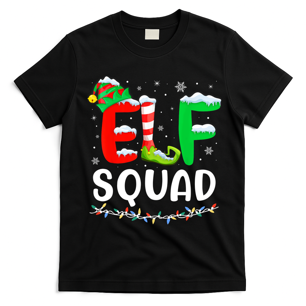 Elf Squad Christmas Festive Holiday T-Shirt - Black