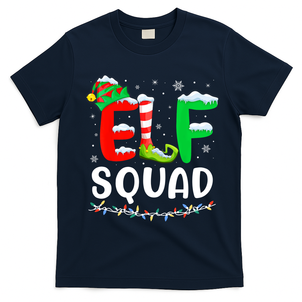 Elf Squad Christmas Festive Holiday T-Shirt - Navy Blue