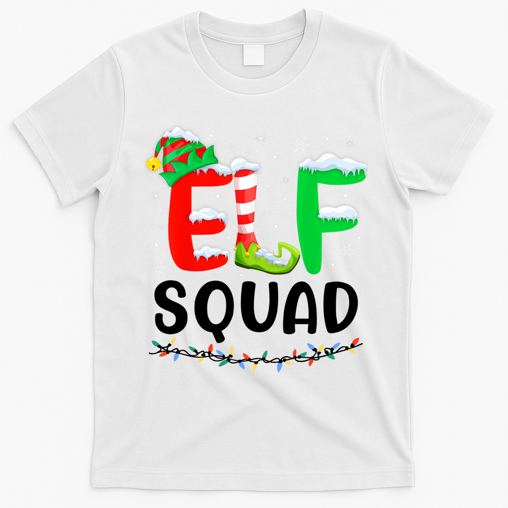 Elf Squad Christmas Festive Holiday T-Shirt - White