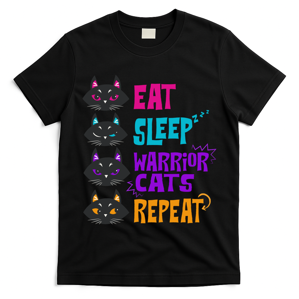 Eat Sleep Cat Warrior Repeat Cat Warrior Love Cats T-Shirt