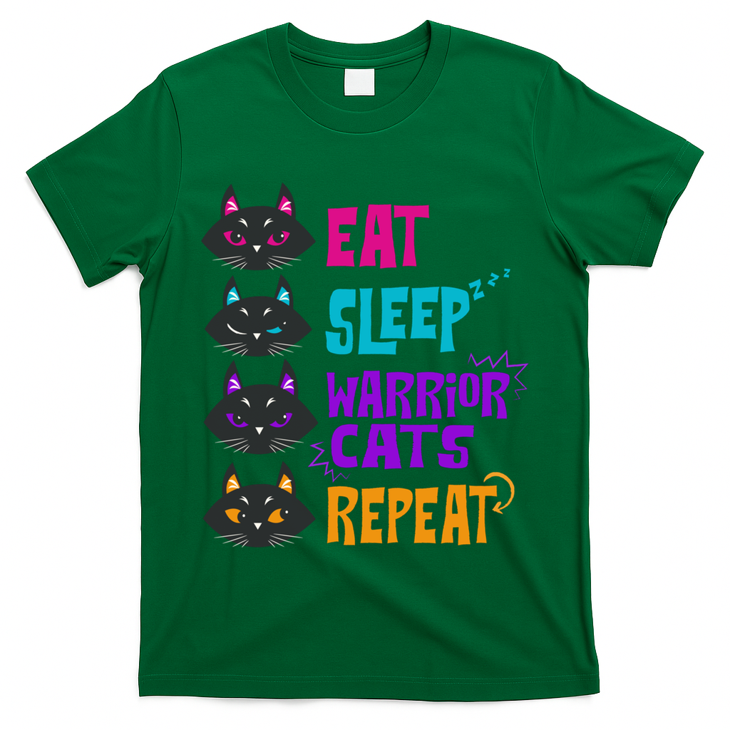 Eat Sleep Cat Warrior Repeat Cat Warrior Love Cats T-Shirt