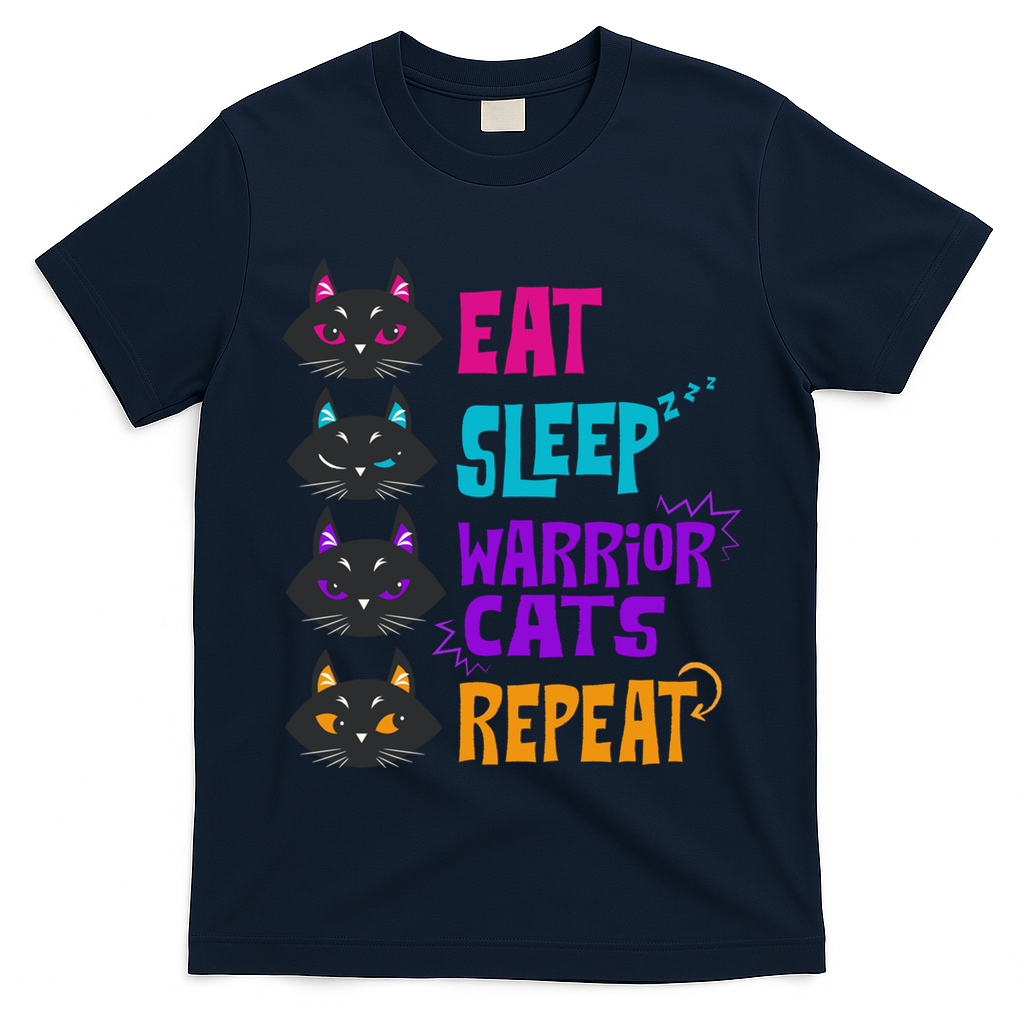 Eat Sleep Cat Warrior Repeat Cat Warrior Love Cats T-Shirt