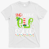 Elf Squad Second Grade Teacher Christmas 2nd Grade Teacher T-Shirt - White